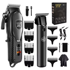 HIENA PRO Cordless Rechargeable Haircutting Kit T-Blade 2 Heads 1-4 Black