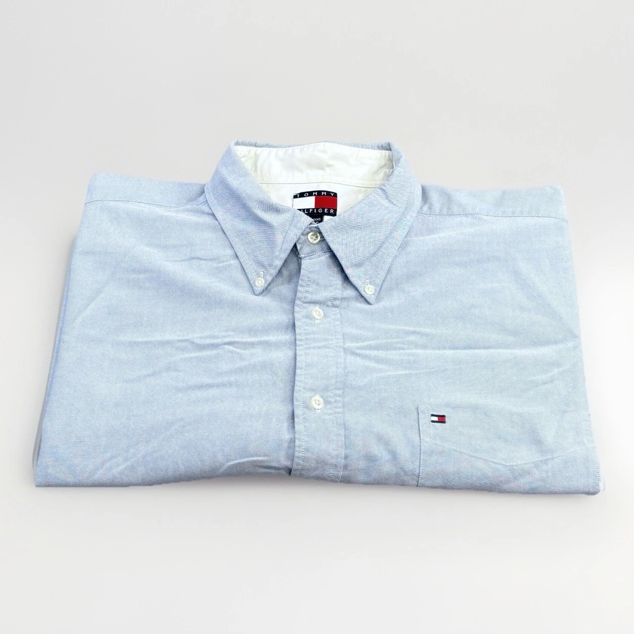 Tommy Hilfiger Oxford shirt XXL 2XL Mens blue short sleeve button down vintage