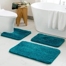 3 Pieces Bathroom Rugs and mats Sets Extra Thick Non Slip Microfiber Bath Mat...