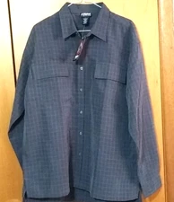NWT Men's Alpine Design Gray Plaid Large long Sleeves Button-Up Shirt