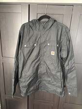 Men  s Black Hooded Carhartt Rain Resistant Wind Breaker Jacket Size L