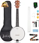 4 String Banjo Ukulele 23 Inch Sapele Remo Head Nylon Strings Travel Bag