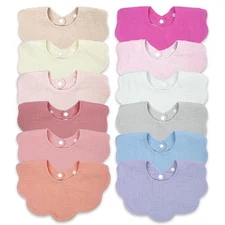 Baby Drool Bibs for Unisex Girls Boys 12 Pack Baby Muslin Bibs for Drooling a...