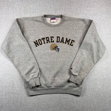 VTG 90s Champion Notre Dame Fighting Irish Crewneck Sweatshirt Men S Gray Helmet