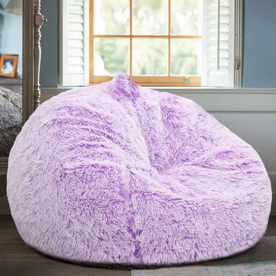 Fluffy Stuffed Animal Storage Bean Bag Chair Cover (No Filler), Faux Fur Comf...