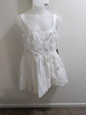 Adrianna Papell Bead Taffeta Bubble White Dress  14 Bridal HOCO Floral Applique