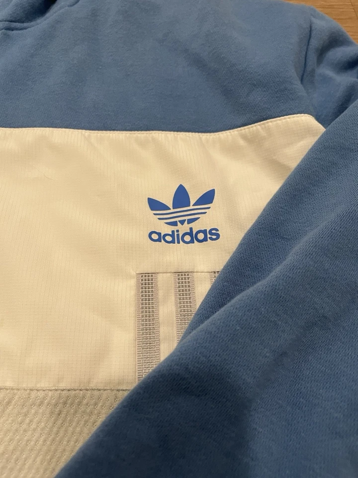 Y2K Adidas Originales ID96 XXL Cremallera Completa Chaqueta de Pista Azul/Blanco con Bolsillos con Cremallera Foto 3 de 4