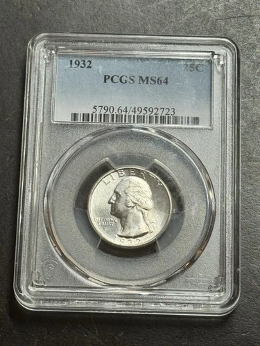 1932 P Washington Silver Quarter PCGS MS64 Stunning Gem BU 25c Coin (Slab1445)
