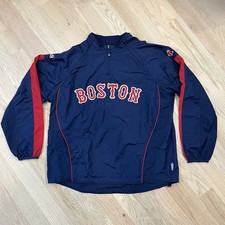 Majestic Boston Red Sox Quarter Zip Windbreaker Navy Blue Cool Base Mens XL