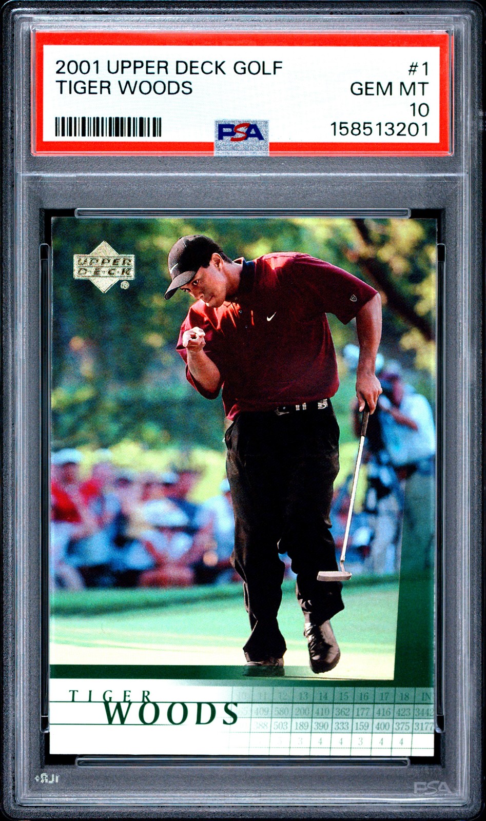 2001 UPPER DECK GOLF #1 TIGER WOODS ROOKIE RC PSA 10 view 1