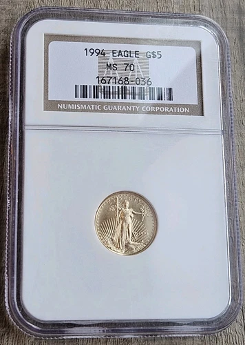 1994 $5 Gold Eagle 1/10 Oz NGC MS 70 KEY Date Coin