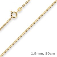 1,9Mm Ankerkette Diamantiert Kette Collier Halskette Aus 585 Gold Gelbgold 50Cm