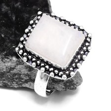 Rainbow Moonstone Ethnic Handmade Gift Ring Jewelry US Size-Adjustable R-432