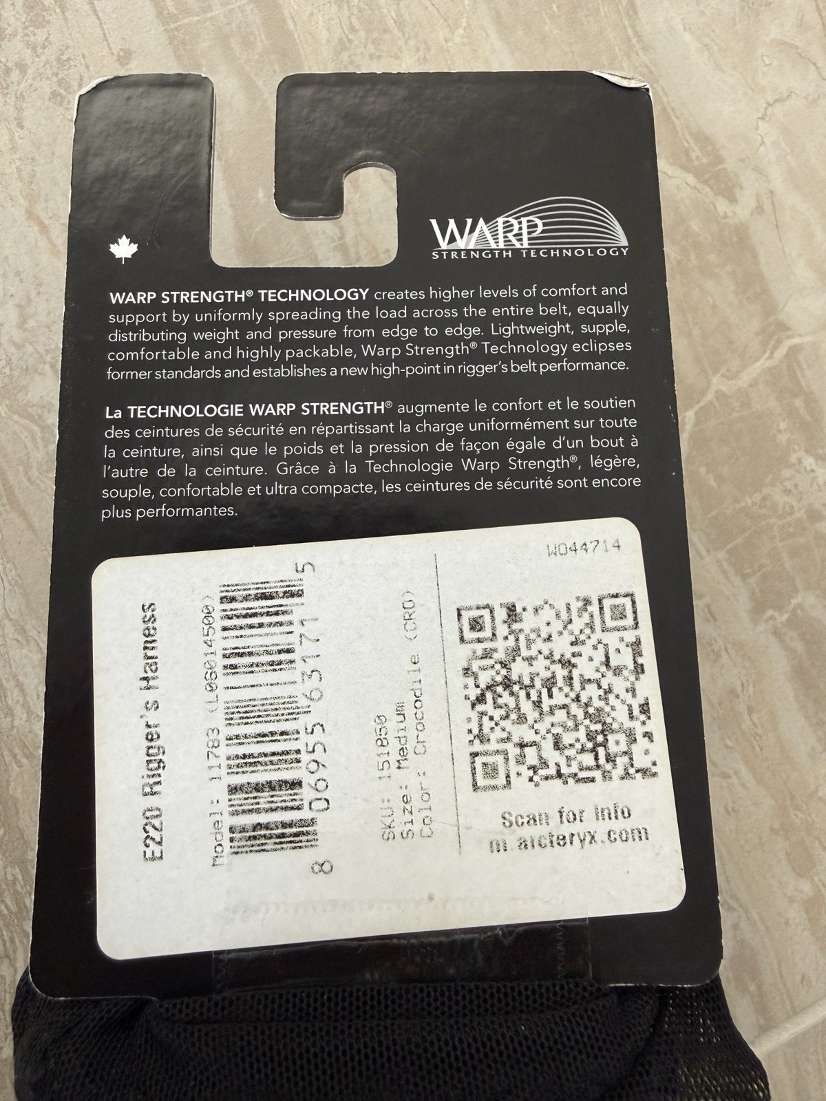 Arc'teryx E220 Rigger's Harness Belt Color: crocodile Size: Medium H150 thumbnail 7