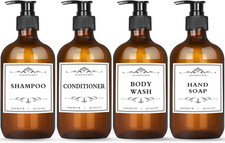 4 Pack 16.9 Oz Shampoo and Conditioner Hand Soap Dispenser Refillable Pump Bottl