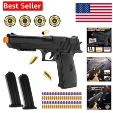 Black Toy Gun Pistol with Shell Ejecting  Soft Bullets, Educational Shooting...