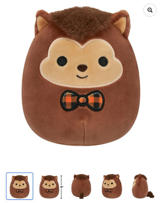 Squishmallows Official 5 inch Wade the Brown Werewolf with Plaid Bowtie