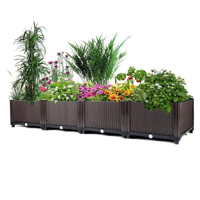 Large Brown Self-Watering Raised Garden Bed Planter Box   Deep Root Design