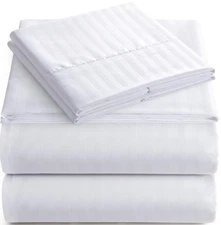 Queen Set - 4-Piece Striped Queen Size Bed Sheets - Soft & Cooling Deep Pocke...