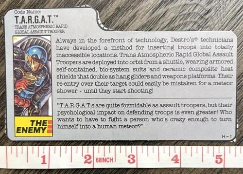Vintage Hasbro GI Joe File Card TARGAT - T.A.R.G.A.T The Enemy - Card Only