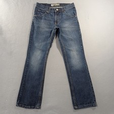 Vtg Lee Dungarees Skinny Fit Stretch Blue Denim Jeans Kids Size 12 Reg
