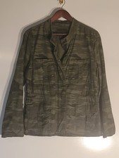 Sanctuary Jacket Womens Large Army Green Camo Utility Lightweight Zipper/Snaps