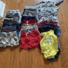 Lot of 30 Baby Boy Clothes Shorts Fleece Pajamas One Piece 0-3 Months M Bundle
