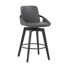 Baylor Mid Century Modern Swivel Bar Stool for Kitchen Island Counter in Gray...