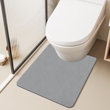 Toilet Rug Thin U Shaped Washable Non Slip Absorbent 20x24 Inch Light Grey