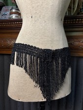 Antique Victorian Jet Beaded Fringe Belt