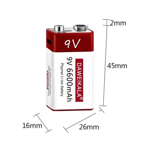 Rechargeable Li-ion Battery Type-C USB Multimeter Microphone+Cable 9V 6900Mah - Picture 6 of 6