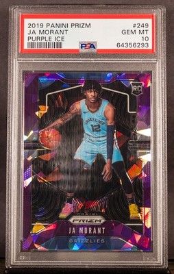 Ja Morant 2019 Panini Prizm Purple Ice RC #249 Jersey #D 12/149 PSA 10