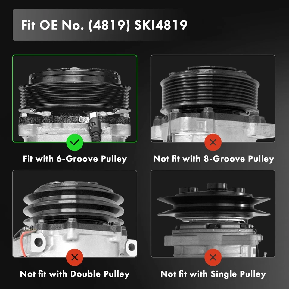A/C Compressor w/ 6-Groove for Freightliner Century Class Classic Columbia FC70 - Image 2 of 4