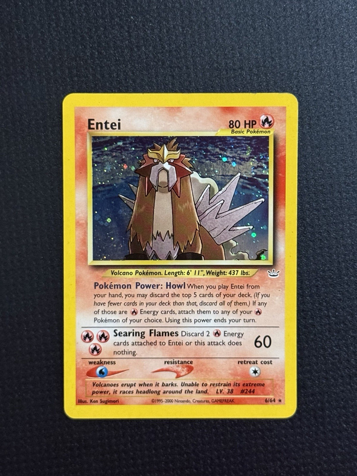 Pokémon TCG Neo Revelation 1st Edition Holo Rare Entei 6/64 Holo Swirl Rare Mint