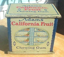 Vintage Tin ADAMS California Fruit Chewing Gum Bin, Very Colorful Adv Graphic's