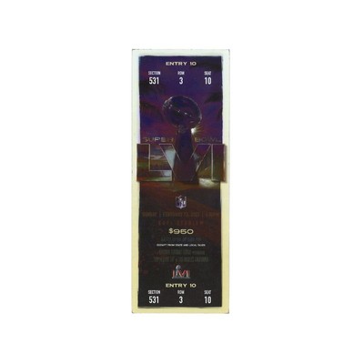Super Bowl LVI Full Ticket SoFi Stadium February 13 2022 (Sec 531, R 3, Seat 10)