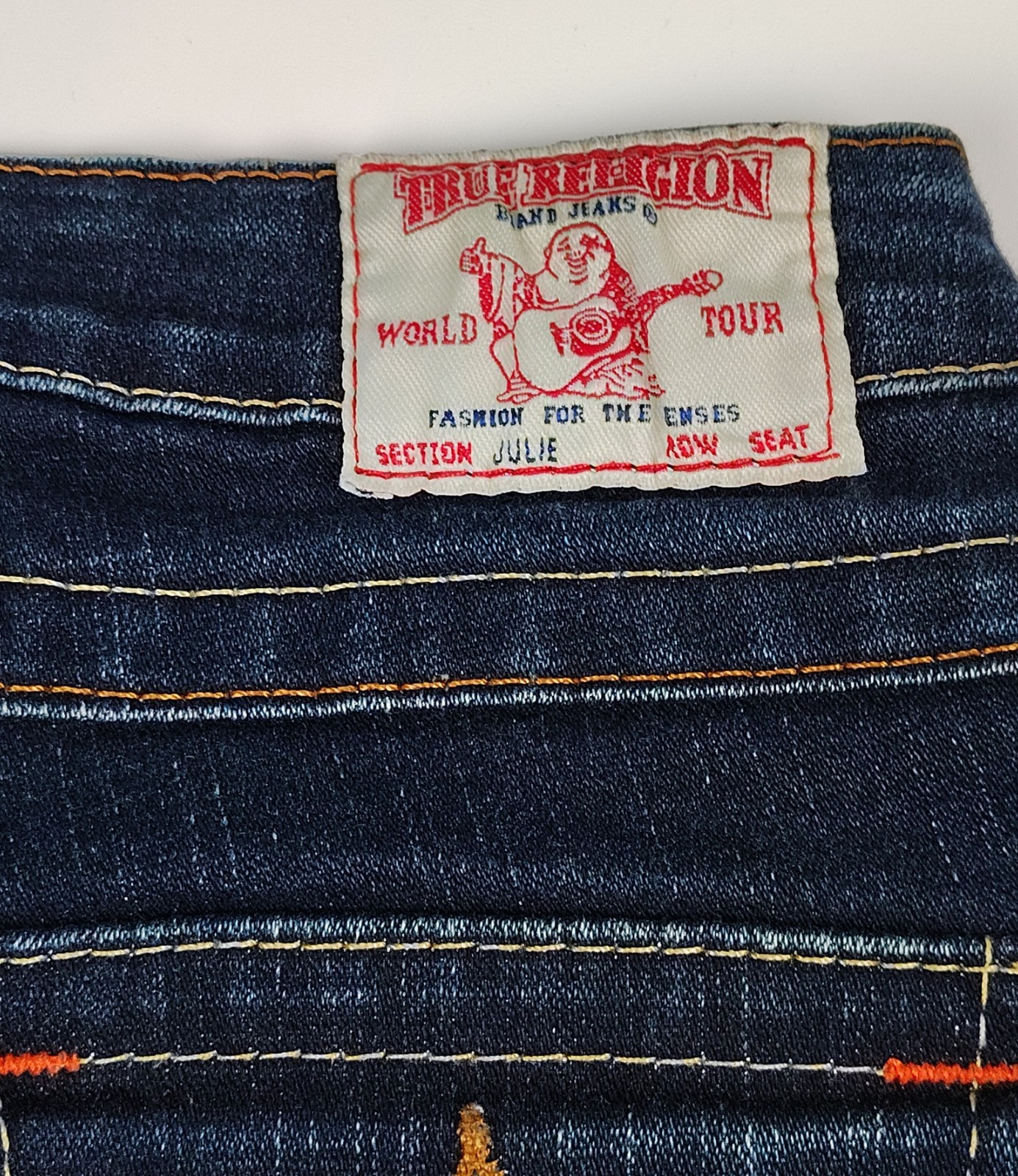 True Religion Jeans Julie Flap Pocket Women’s 25x35 Dark Wash Blue Low Rise USA thumbnail 5