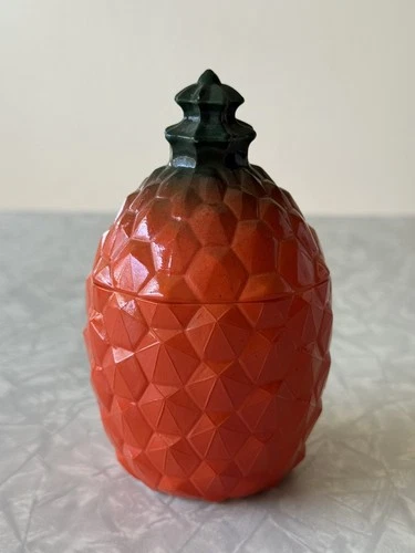 Vintage 1930s/1940s Hazel Atlas Pineapple Milk Glass Jar & Lid Kix Cereal Promo