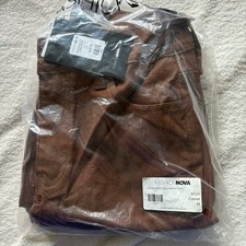 Fashion Nova Faux Leather Pants Camel Skinny Zip Button Women's Dress Solid
