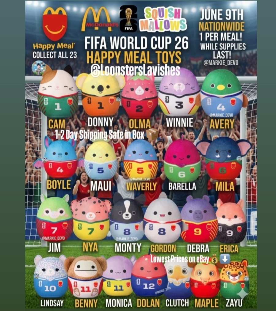 McDonald's Happy Meal Toy 2026 FIFA World Cup X Squishmallows Full