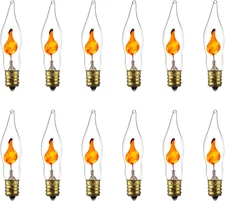 Petite Chandelier Flicker Flame Light Bulb Candelabra Base, Orange, for Holiday