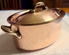 William Sonoma Small Oval Copper Roasting Pan with Lid. Made In France