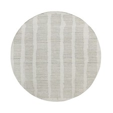 7'9" x 7'9" Ivory Natural Wool Round Rug Hand Woven Flat Weave with Pile R91728