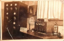 Radio Station (W9BEZ) Interior View Radio Equipment 1920s RPPC Postcard COPY