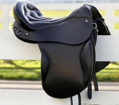 Western Horse Endurance Black Leather Saddle with Quilted Seat Slick Cantle