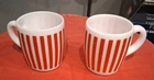 Vintage Hazel Atlas Red Candy Stripe Coffee Mugs (2)