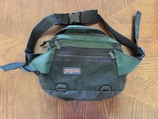 Vintage Jansport Fanny Pack Green Waist Hiking USA Made 90s Retro Large