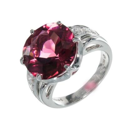 Original 1950-1959 Setting Center Rubellite Tourmaline Stone Solitaire  Ring