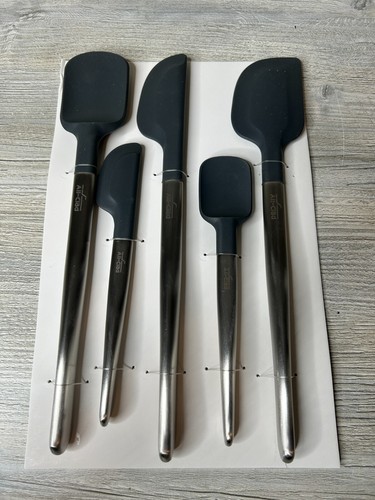 Juego de 5 piezas de cocina de silicona especial todo revestido, acero inoxidable y negro - Imagen 3 de 4