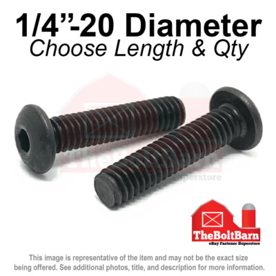 1/4''-20 Alloy Button Socket Head Cap Screws Bolts Black Oxide (Pick Size & Qty)
